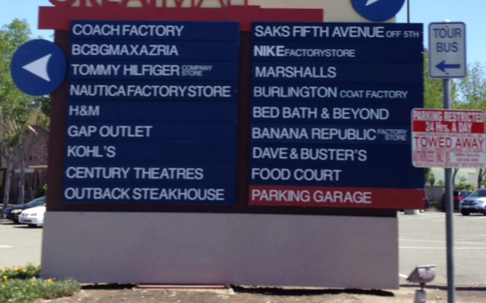 The Great Mall of the Bay Area sign at a shopping center in Milpitas, representing major retail destinations in the East Bay.